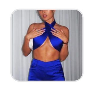 Fair Play Satin pants and tie top set in electric blue
